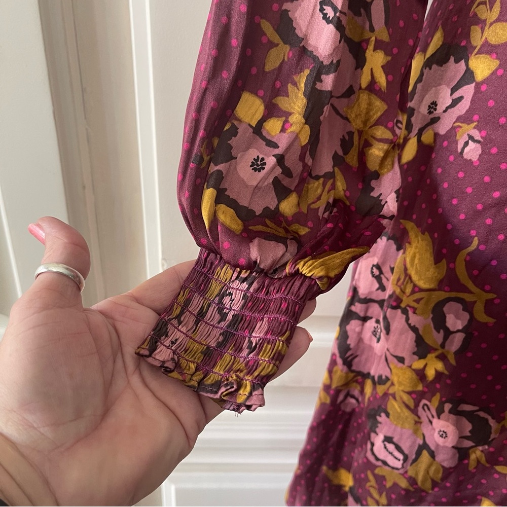 Free People Morning Light Purple Floral Combo Dress Size 6 NWT Boho Bohemian - Picture 7 of 15
